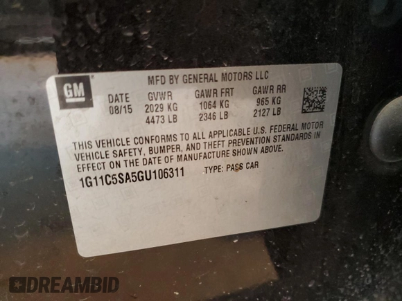 2016 Chevrolet Malibu Limited LT with VIN 1G11C5SA5GU106311, listed as a Copart auction lot 47622505 with 111,942 mi miles and Clean Title. Bid and sale history available at carsss.com. Image 12.