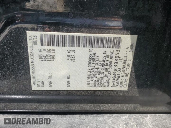2018 Nissan Maxima S z VIN 1N4AA6AP7JC398653, wystawiony jako Copart lot #56724435 z przebiegiem 124 900 mil mil oraz Szkoda całkowita • Salvage title. Historia ofert i sprzedaży dostępna na DreamBid. Obrazek 12.