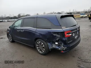 2021 Honda Odyssey EX-L with VIN 5FNRL6H70MB011669, listed as a Copart auction lot 43685815 with 77,542 mi miles and Salvage Title. Bid and sale history available at DreamBid. Image 2.