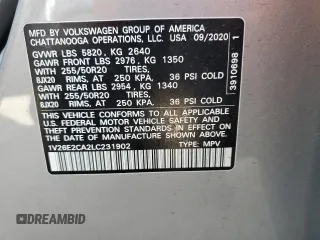 2020 Volkswagen Atlas SE z VIN 1V26E2CA2LC231902, wystawiony jako Copart lot #51869695 z przebiegiem 80 233 mil mil oraz Szkoda całkowita • Salvage title. Historia ofert i sprzedaży dostępna na DreamBid. Obrazek 13.