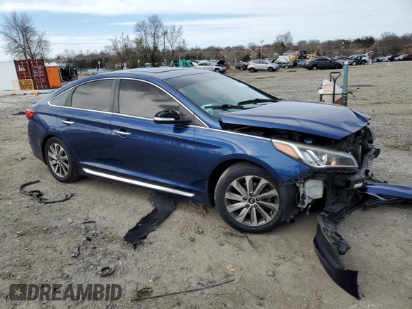 2016 Hyundai Sonata Sport with VIN 5NPE34AF8GH419024, listed as a Copart auction lot 50292455 with 133,196 mi miles and Salvage Title. Bid and sale history available at DreamBid. Image 4.
