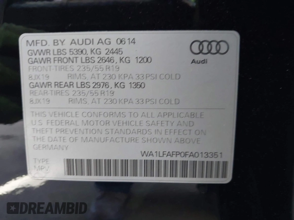 2015 Audi Q5 Premium Plus z VIN WA1LFAFP0FA013351, wystawiony jako IAAI lot #42537653 z przebiegiem 98 842 mil mil oraz . Historia ofert i sprzedaży dostępna na DreamBid. Obrazek 9.