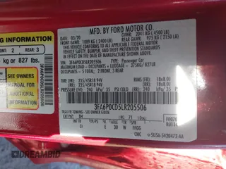 2020 Ford Fusion SEL with VIN 3FA6P0CD5LR205506, listed as a IAAI auction lot 41982197 with 168,756 mi miles and . Bid and sale history available at DreamBid. Image 9.