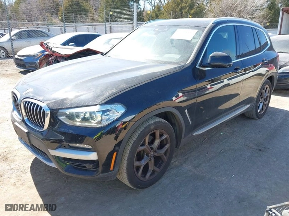 2021 BMW X3 sDrive30i with VIN 5UXTY3C00M9F94174, listed as a IAAI auction lot 41628837 with 53,996 mi miles. Bid and sale history available at carsss.com. Image 2.