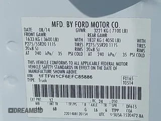 2014 Ford F-150 XL with VIN 1FTFW1CF6EFC85886, listed as a IAAI auction lot 42744465 with 162,383 mi miles and . Bid and sale history available at DreamBid. Image 9.