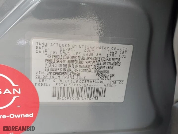 2021 Nissan Kicks SV with VIN 3N1CP5CV5ML470498, listed as a Copart auction lot 65986494 with 65,236 mi miles and Salvage Title. Bid and sale history available at carsss.com. Image 15.
