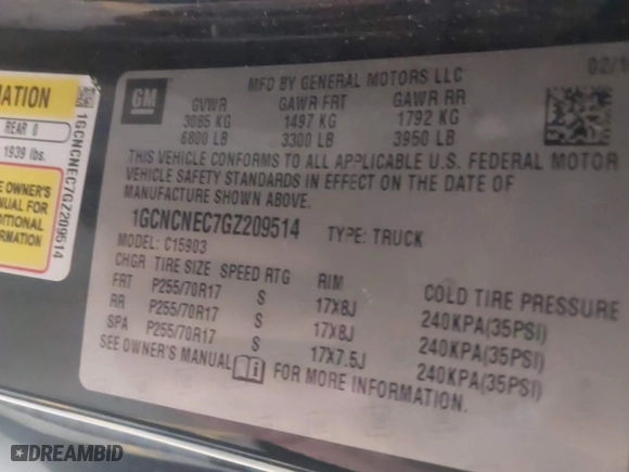 2016 Chevrolet Silverado 1500 Work Truck with VIN 1GCNCNEC7GZ209514, listed as a IAAI auction lot 40620823 with 143,310 mi miles. Bid and sale history available at carsss.com. Image 9.