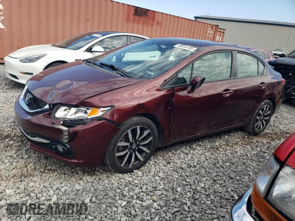 2015 Honda Civic Sedan EX-L with VIN 19XFB2F90FE034994, listed as a Copart auction lot 45046705 with 6,721 mi miles and Salvage Title. Bid and sale history available at carsss.com. Image 1.