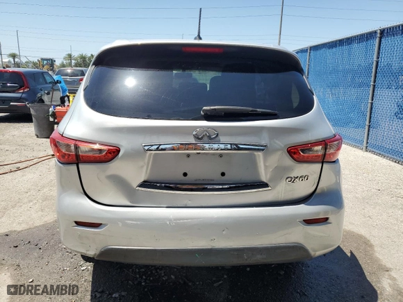 2014 Infiniti QX60 with VIN 5N1AL0MN4EC505851, listed as a Copart auction lot 52677455 with 104,200 mi miles and Salvage Title. Bid and sale history available at carsss.com. Image 6.