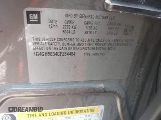 2012 Buick LaCrosse Premium 3 with VIN 1G4GH5E34CF234484, listed as a IAAI auction lot 42480730 with 177,440 mi miles and . Bid and sale history available at DreamBid. Image 9.