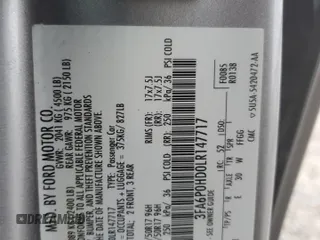 2020 Ford Fusion SE with VIN 3FA6P0HD0LR147717, listed as a Copart auction lot 55420575 with 133,646 mi miles and Salvage title. Bid and sale history available at DreamBid. Image 13.
