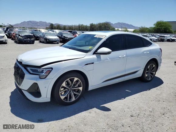2021 Audi e-tron Sportback S line Premium Plus with VIN WA12AAGE6MB001090, listed as a Copart auction lot 55460254 with 51,774 mi miles. Bid and sale history available at carsss.com. Image 1.