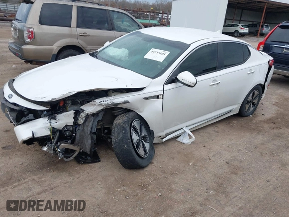 2012 Kia Optima Hybrid with VIN KNAGM4AD4C5016766, listed as a IAAI auction lot 41735403 with 177,890 mi miles. Bid and sale history available at carsss.com. Image 2.