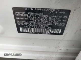 2021 Subaru Forester Premium with VIN JF2SKAJC8MH510932, listed as a IAAI auction lot 38412558 with 57,763 mi miles and . Bid and sale history available at DreamBid. Image 9.