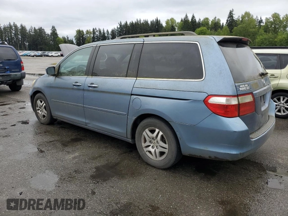 2005 Honda Odyssey EX-L with VIN 5FNRL38705B030402, listed as a Copart auction lot 54888425 with 196,215 mi miles and Clean title. Bid and sale history available at DreamBid. Image 2.