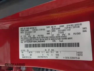 2019 Ford Ranger XL with VIN 1FTER4FH8KLA85462, listed as a IAAI auction lot 42247989 with 97,503 mi miles and . Bid and sale history available at DreamBid. Image 9.