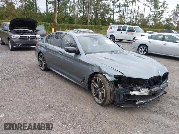 2019 BMW 5 Series M550i xDrive with VIN WBAJB9C57KB289439, listed as a IAAI auction lot 40634389 with 85,992 mi miles and . Bid and sale history available at DreamBid. Image 1.