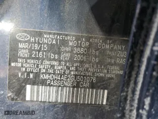 2016 Hyundai Elantra Limited with VIN KMHDH4AE2GU501076, listed as a Copart auction lot 43601095 with 74,386 mi miles and Salvage Title. Bid and sale history available at carsss.com. Image 12.