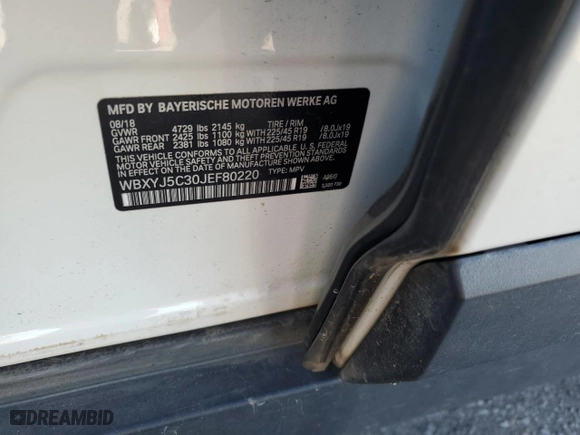 2018 BMW X2 xDrive28i with VIN WBXYJ5C30JEF80220, listed as a Copart auction lot 87667335 with 84,311 mi miles and Salvage Title. Bid and sale history available at carsss.com. Image 12.