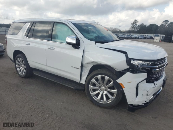 2023 Chevrolet Tahoe Premier with VIN 1GNSKSKD2PR443696, listed as a Copart auction lot 45093735 with 13,471 mi miles and Salvage Title. Bid and sale history available at carsss.com. Image 4.