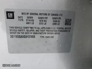 2016 Chevrolet Impala LS with VIN 2G11X5SAXG9137653, listed as a Copart auction lot 88503045 with 207,539 mi miles and Clean Title. Bid and sale history available at carsss.com. Image 12.