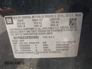 2015 Cadillac SRX Premium Collection with VIN 3GYFNGE30FS634363, listed as a IAAI auction lot 42672064 with 146,821 mi miles and . Bid and sale history available at DreamBid. Image 9.