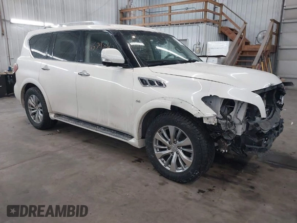 2017 Infiniti QX80 z VIN JN8AZ2NC9H9430498, wystawiony jako IAAI lot #41579847 z przebiegiem 133 321 mil mil oraz . Historia ofert i sprzedaży dostępna na DreamBid. Obrazek 1.