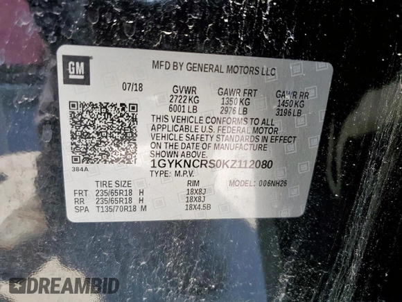 2019 Cadillac XT5 Luxury FWD z VIN 1GYKNCRS0KZ112080, wystawiony jako Copart lot #56705995 z przebiegiem 41 891 mil mil oraz Szkoda całkowita • Salvage title. Historia ofert i sprzedaży dostępna na DreamBid. Obrazek 13.