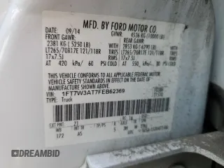 2015 Ford F-350 XL with VIN 1FT7W3AT7FEB62369, listed as a Copart auction lot 63364314 with Not Provided miles and Clean Title. Bid and sale history available at DreamBid. Image 12.