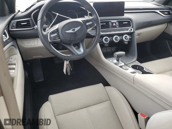 2023 Genesis G70 2.0T with VIN KMTG34TA5PU124741, listed as a Copart auction lot 75401224 with 0 mi miles and Non Repairable. Bid and sale history available at carsss.com. Image 8.