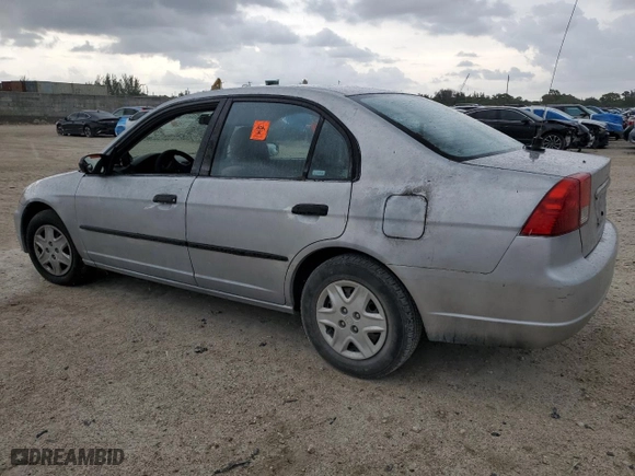 2003 Honda Civic DX with VIN 2HGES161X3H551530, listed as a Copart auction lot 52491805 with 0 mi miles and Salvage Title. Bid and sale history available at carsss.com. Image 2.