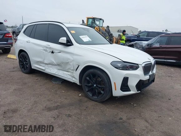 2022 BMW X3 sDrive30i with VIN 5UX43DP02N9K59337, listed as a IAAI auction lot 41411179 with 24,541 mi miles and . Bid and sale history available at DreamBid. Image 1.