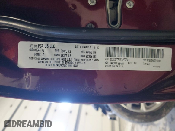 2015 Dodge Dart Limited with VIN 1C3CDFCB1FD267803, listed as a Copart auction lot 45819715 with 162,245 mi miles and Salvage Title. Bid and sale history available at carsss.com. Image 14.