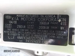 2018 Kia Forte5 LX with VIN KNAFK5A87J5772647, listed as a IAAI auction lot 42003515 with 72,361 mi miles. Bid and sale history available at carsss.com. Image 9.