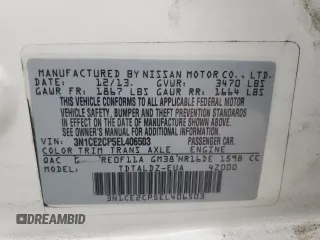 2014 Nissan Note SV with VIN 3N1CE2CP5EL406503, listed as a Copart auction lot 63623855 with 160,389 mi miles and Clean title. Bid and sale history available at DreamBid. Image 12.