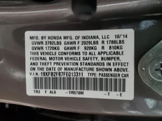 2015 Honda Civic EX z VIN 19XFB2F87FE013311, wystawiony jako Copart lot #51008855 z przebiegiem 107 471 mil mil oraz Szkoda całkowita • Salvage title. Historia ofert i sprzedaży dostępna na DreamBid. Obrazek 14.