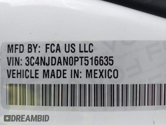 2023 Jeep Compass Sport with VIN 3C4NJDAN0PT516635, listed as a IAAI auction lot 41492162 with 19,315 mi miles and . Bid and sale history available at DreamBid. Image 9.