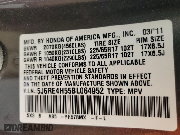 2011 Honda CR-V EX with VIN 5J6RE4H55BL064952, listed as a Copart auction lot 50954545 with 168,428 mi miles and Salvage Title. Bid and sale history available at carsss.com. Image 13.