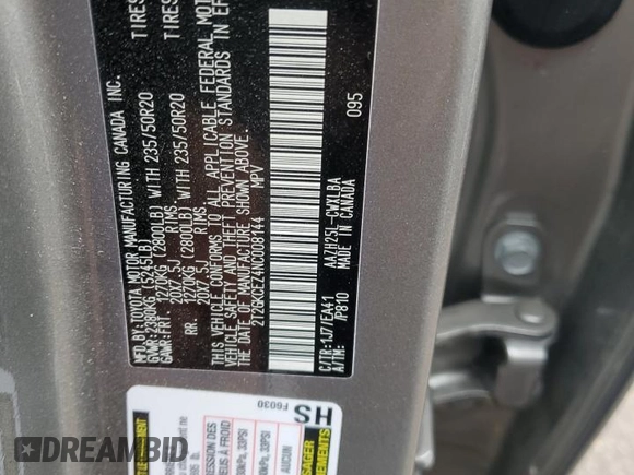 2022 Lexus NX with VIN 2T2GKCEZ4NC008144, listed as a Copart auction lot 53553595 with 35,834 mi miles and Salvage Title. Bid and sale history available at carsss.com. Image 14.
