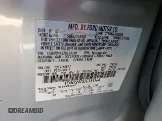2007 Ford Five Hundred SEL with VIN 1FAHP24137G154108, listed as a Copart auction lot 83942104 with 196,289 mi miles and Salvage Title. Bid and sale history available at carsss.com. Image 12.