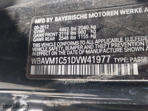 2013 BMW X1 28i with VIN WBAVM1C51DVW41977, listed as a IAAI auction lot 41607741 with 158,258 mi miles. Bid and sale history available at carsss.com. Image 9.