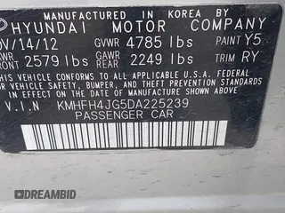2013 Hyundai Azera z VIN KMHFH4JG5DA225239, wystawiony jako IAAI lot #42166107 z przebiegiem 118 350 mil mil oraz . Historia ofert i sprzedaży dostępna na DreamBid. Obrazek 9.