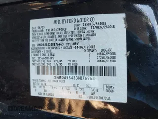 2003 Ford Windstar LTD с VIN 2FMDA58433BB76963, выставлен на аукционе IAAI как лот 42187733 с пробегом 207 433 миль миль и . История ставок и продаж доступна на DreamBid. Изображение 9.