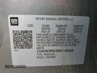 2021 Cadillac CT4 Luxury z VIN 1G6DK5RK0M0148168, wystawiony jako Copart lot #55623515 z przebiegiem 35 608 mil mil oraz Szkody całkowita. Historia ofert i sprzedaży dostępna na DreamBid. Obrazek 12.