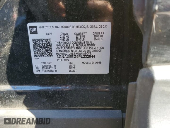 2023 Chevrolet Equinox LS z VIN 3GNAX5EG9PL232944, wystawiony jako Copart lot #79454394 z przebiegiem 41 064 mil mil oraz Szkoda całkowita • Salvage title. Historia ofert i sprzedaży dostępna na DreamBid. Obrazek 13.