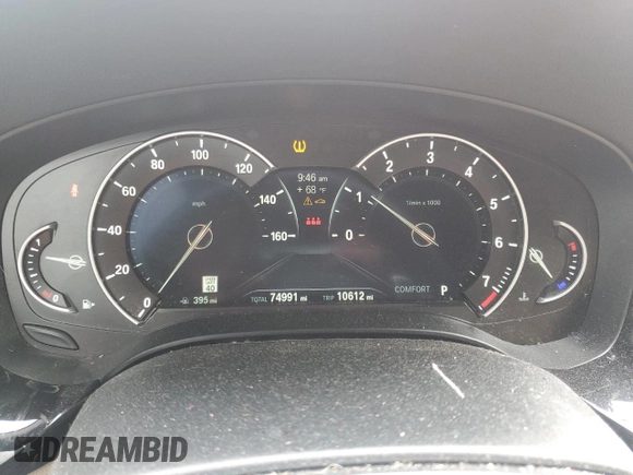 2019 BMW 5 Series 530i with VIN WBAJA5C58KWA57892, listed as a Copart auction lot 48754435 with 74,991 mi miles and Salvage Title. Bid and sale history available at DreamBid. Image 9.