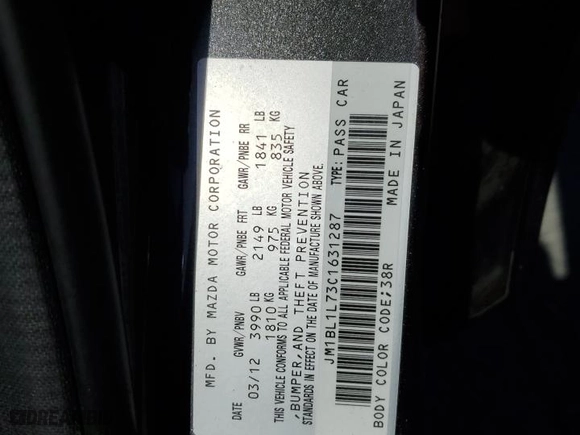 2012 Mazda Mazda3 i Touring with VIN JM1BL1L73C1631287, listed as a Copart auction lot 47729295 with 159,629 mi miles and Salvage Title. Bid and sale history available at carsss.com. Image 13.