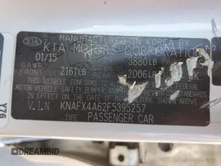 2015 Kia Forte LX with VIN KNAFX4A62F5395257, listed as a Copart auction lot 54106115 with 227,518 mi miles and Clean Title. Bid and sale history available at carsss.com. Image 12.