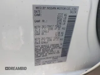 2024 Nissan Frontier SL with VIN 1N6ED1EK2RN656501, listed as a IAAI auction lot 42265453 with 3,813 mi miles and . Bid and sale history available at DreamBid. Image 9.