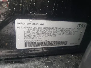 2022 Audi S8 с VIN WAULSAF89NN007255, выставлен на аукционе Copart как лот 57654725 с пробегом 14 904 миль миль и Списание • Salvage title. История ставок и продаж доступна на DreamBid. Изображение 13.